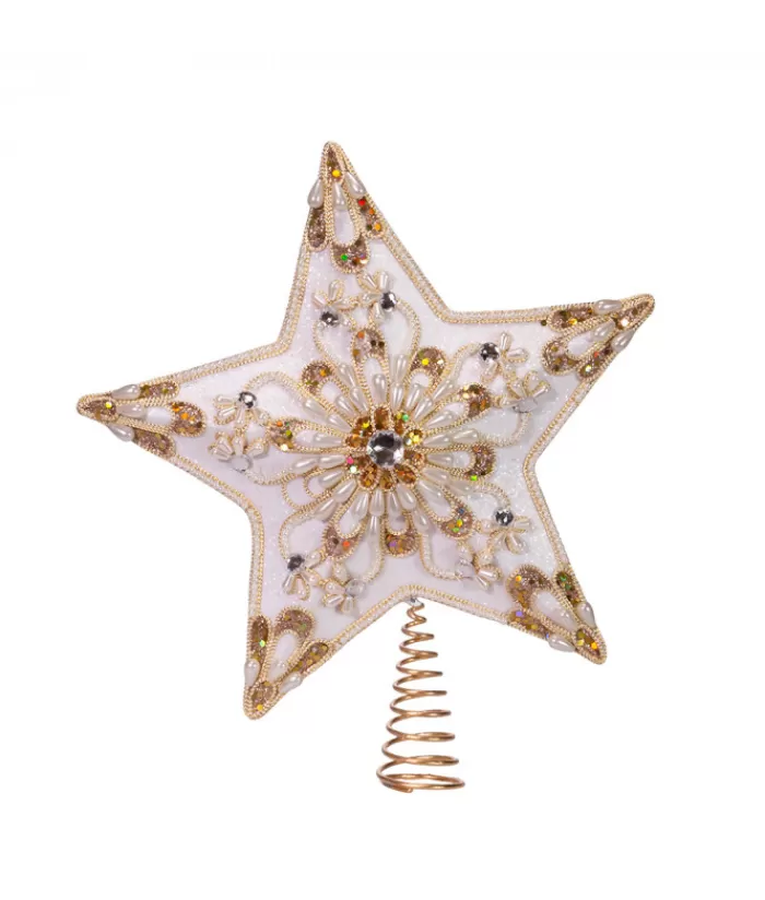 Best Sale 13"Ivory And Gold Treetop Star & Tree Topper