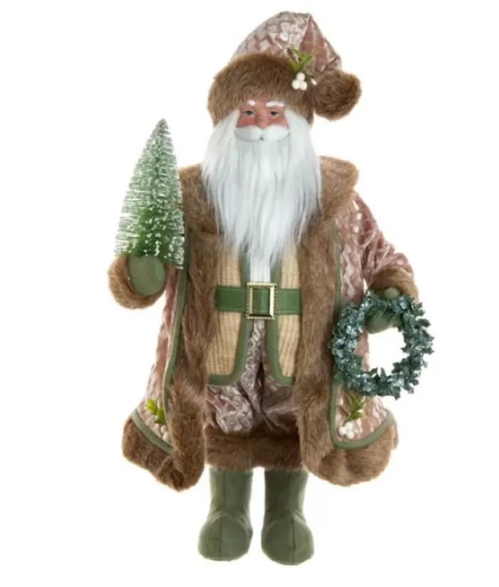 Boutique de Noël Angels & Santas*18"Sage/Fur Santa W/Tree