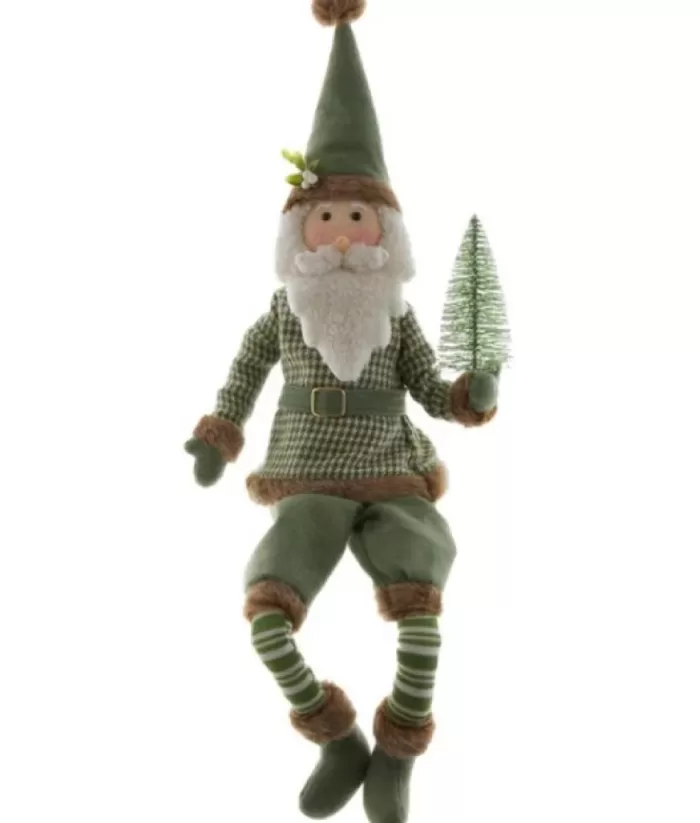 Boutique de Noël Enchanted Forest*27" Ornament, Sage Coloured Gnome With Small Pine Tree