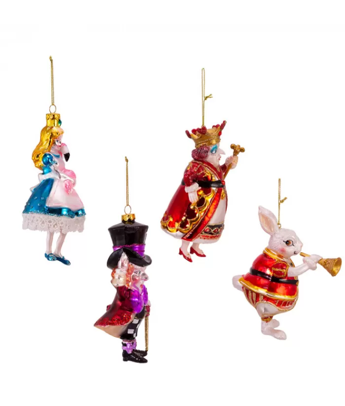 Sale Alice In Wonderland Glass Ornament 4-Piece Set Miscellaneous