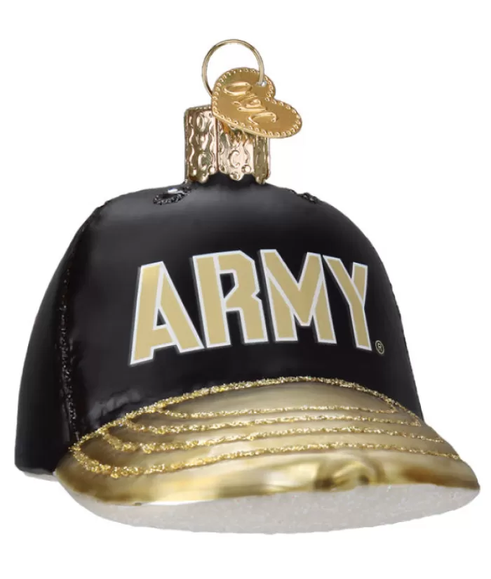 Cheap Army Baseball Cap Glass Ornament Sports