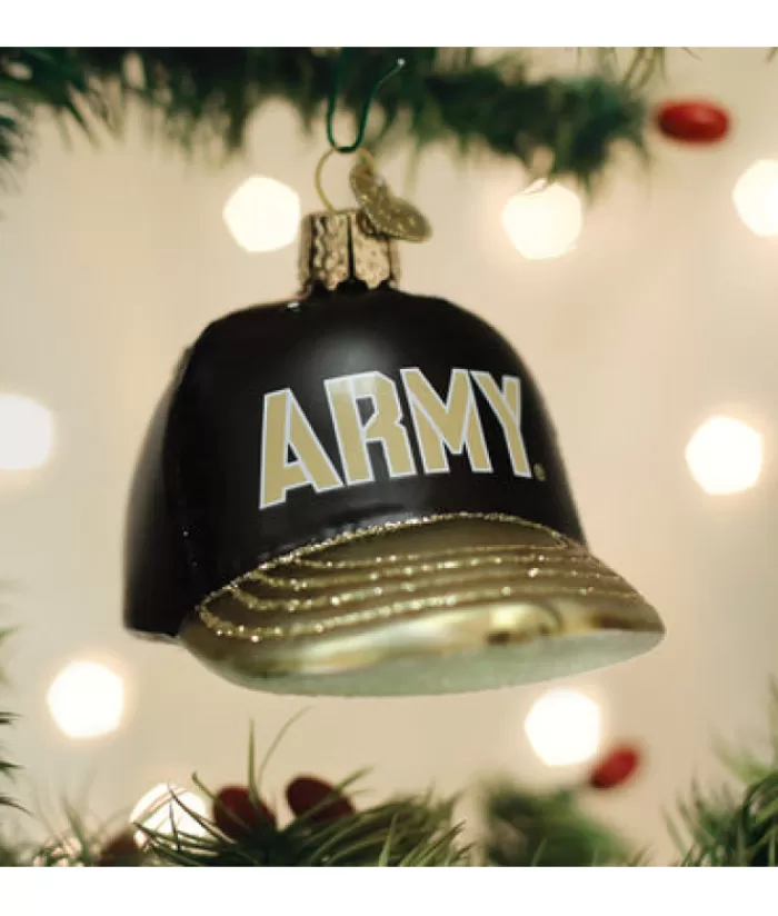 Cheap Army Baseball Cap Glass Ornament Sports