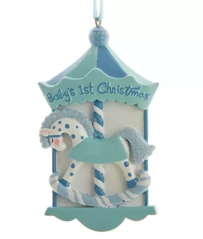 Clearance Baby'S 1St Christmas'' Blue Carousel Ornament First Christmas