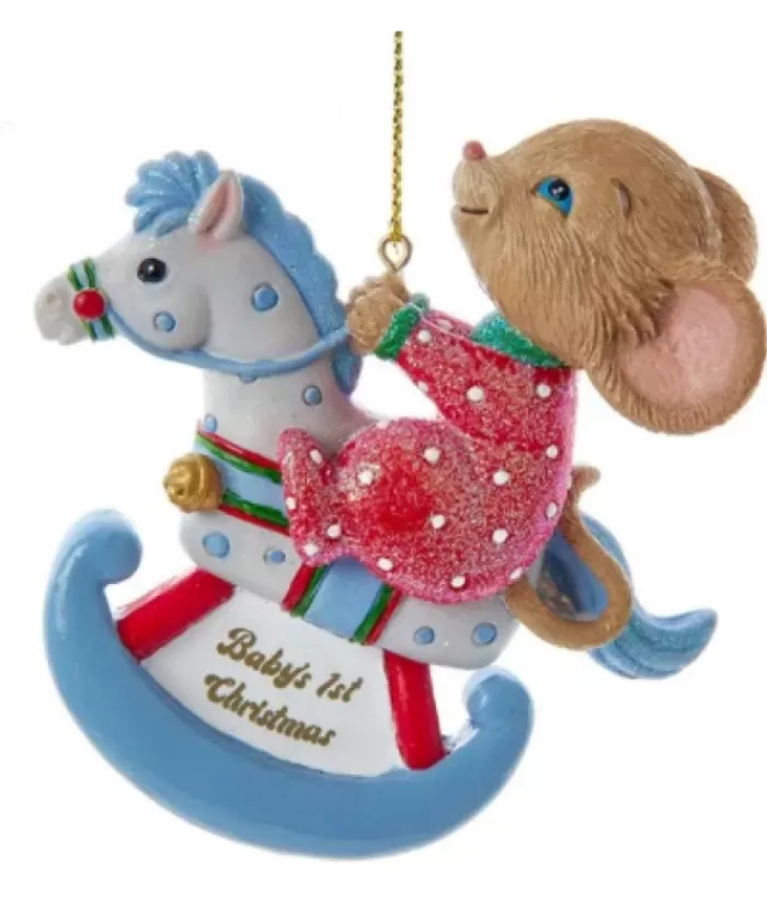 Outlet Baby'S 1St Christmas'' Mouse On Blue Rocking Horse Ornament Hobbies & Professions