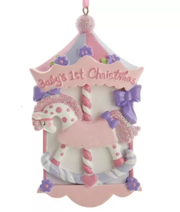 Discount Baby'S 1St Christmas'' Pink Carousel Ornament First Christmas