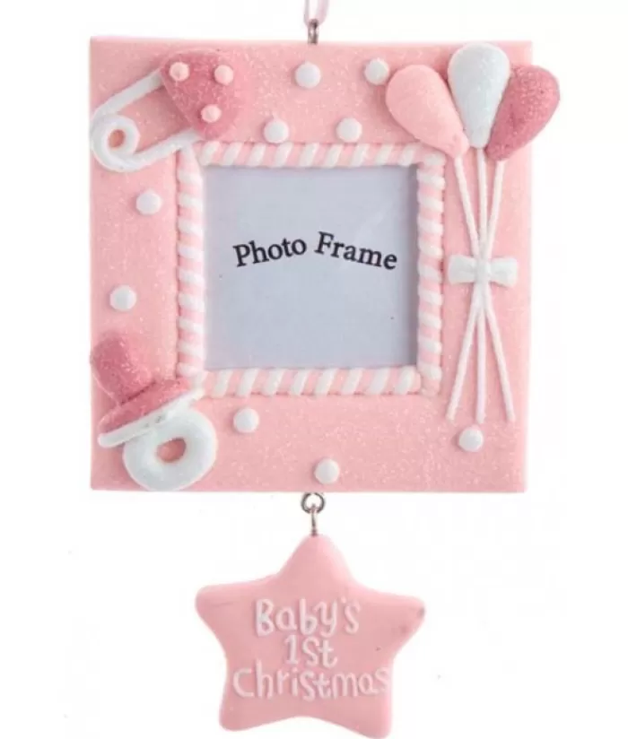 Sale Baby'S 1St Christmas'' Pink Photo Frame Ornament First Christmas