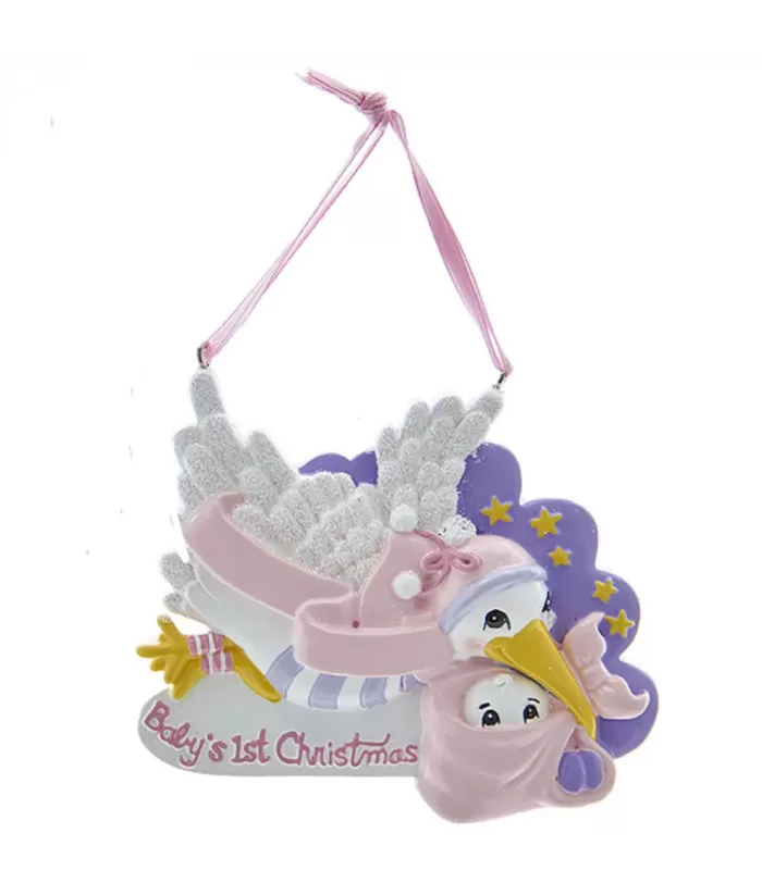 Boutique de Noël Family & Friends*Baby'S 1St Christmas'' Pink Stork Ornament