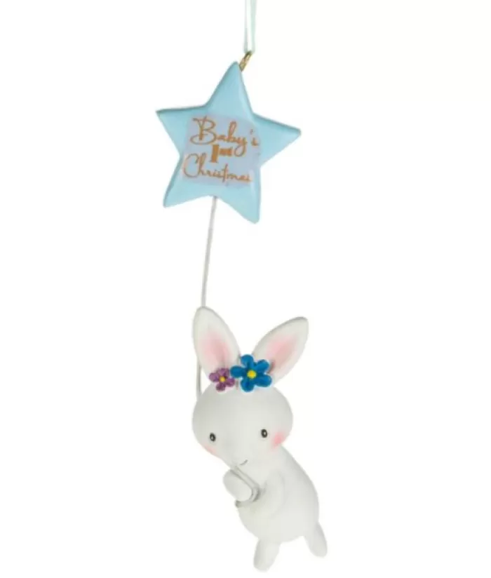 Outlet Baby'S First Bunny With Blue Star Ornament First Christmas