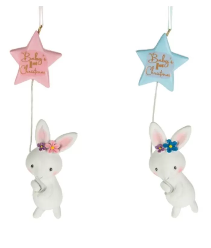 Outlet Baby'S First Bunny With Blue Star Ornament First Christmas