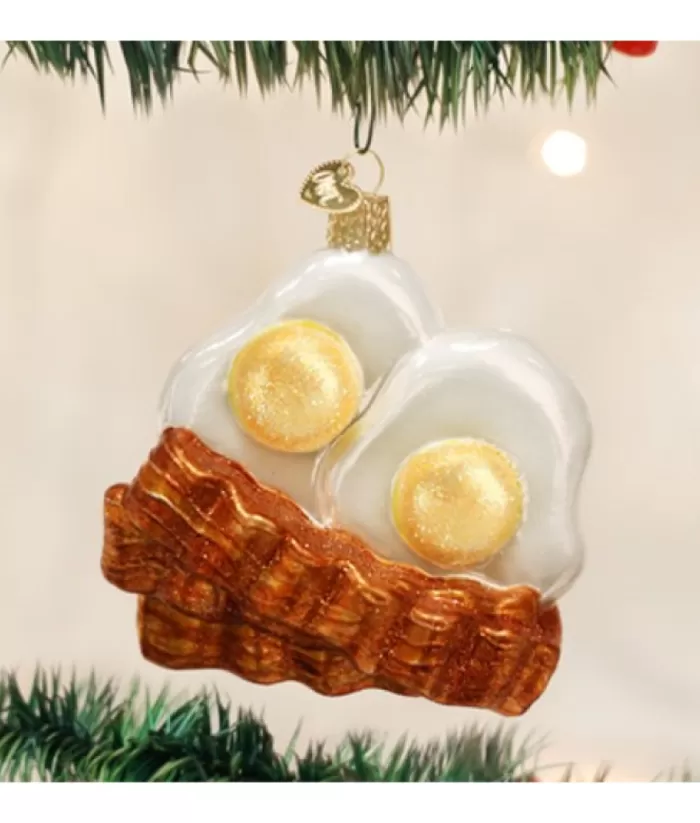 Boutique de Noël Mom'S Kitchen & Bakery*Bacon And Eggs, Sunny Side Up, Glass Ornament