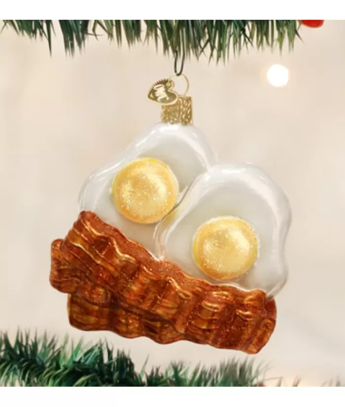 Hot Bacon And Eggs, Sunny Side Up, Glass Ornament Foody & Drinks