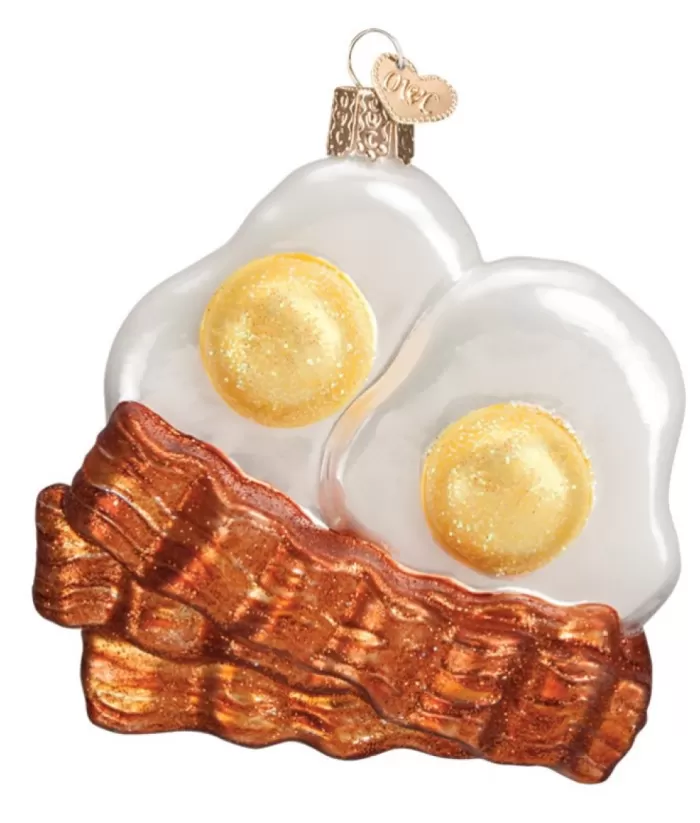 Boutique de Noël Mom'S Kitchen & Bakery*Bacon And Eggs, Sunny Side Up, Glass Ornament