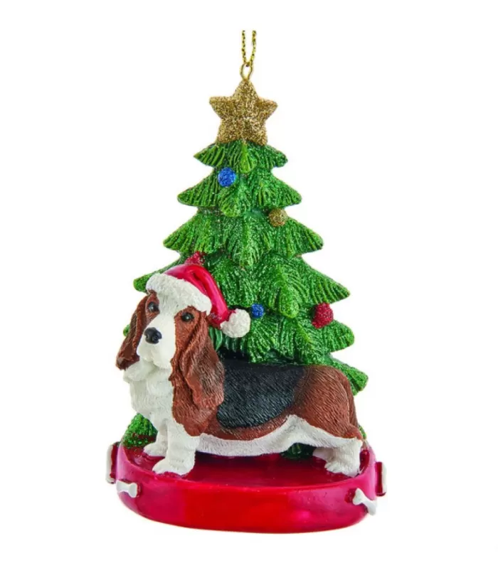 Boutique de Noël Family & Friends*Basset Hound With Xmas Tree, Made Of Resin