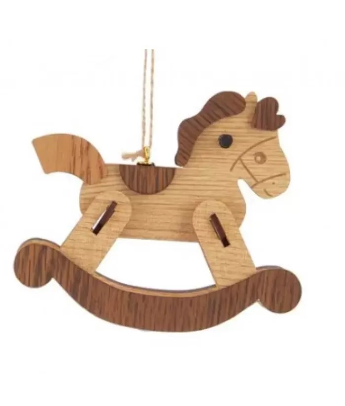 Store Beige Wood Rocking Horse Ornament Family & Friends