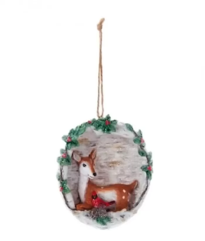 Boutique de Noël Birds & Owls*Birch Berry Deer With Cardinal Ornament