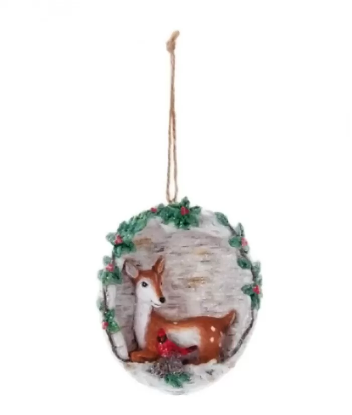 Sale Birch Berry Deer With Cardinal Ornament Animals