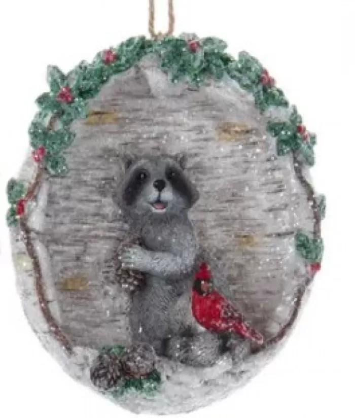 Flash Sale Birch Berry Raccoon With Cardinal Ornament Animals