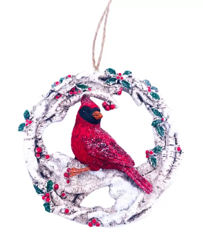 Boutique de Noël Birds & Owls*Birch Berry With Cardinal Ornament