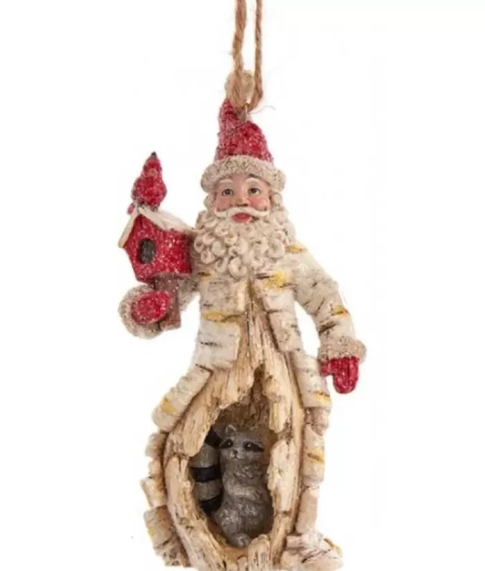 Boutique de Noël Enchanted Forest*Birch Santa With Raccoon Ornament