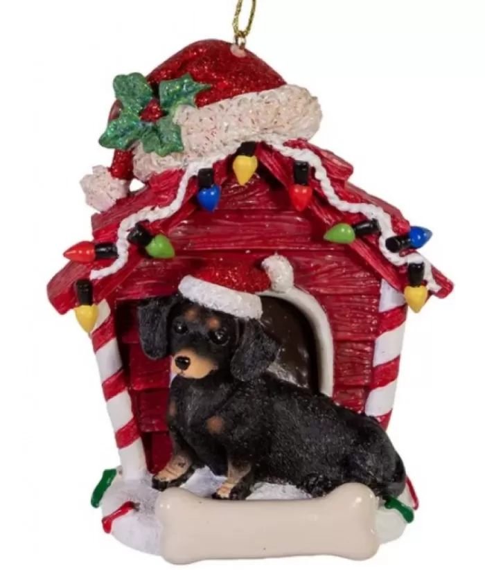 Boutique de Noël Family & Friends*Black Dachshund Ornament With Doghouse