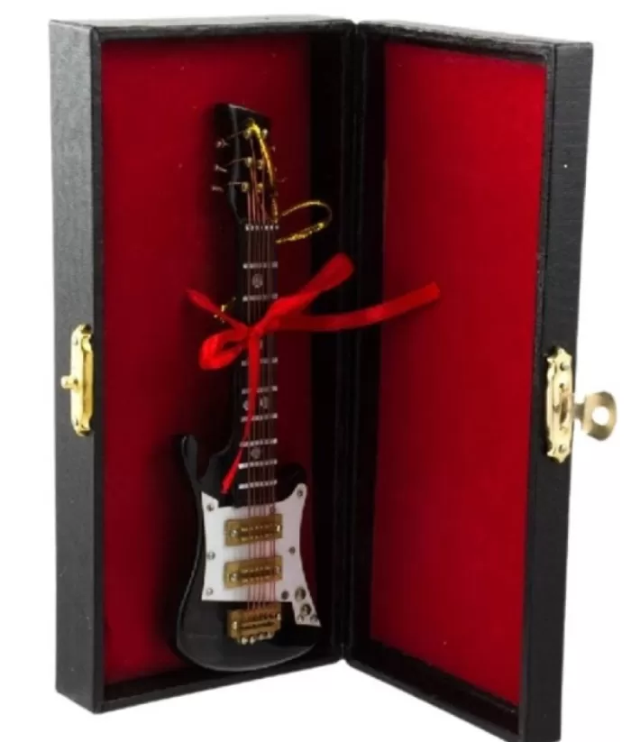 Boutique de Noël Music*Black Electric Guitar With Protective Black Case, Ornament