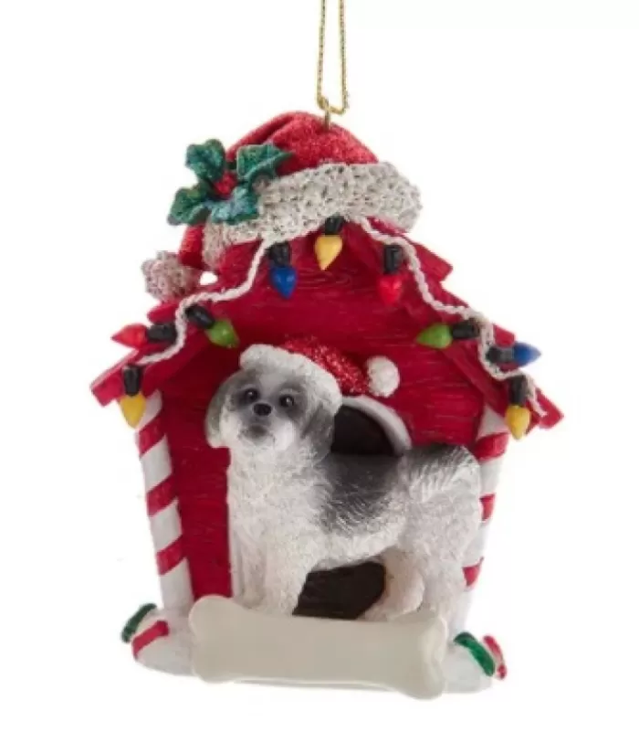 Cheap Black Shih-Tzu Ornament With Doghouse Dogs