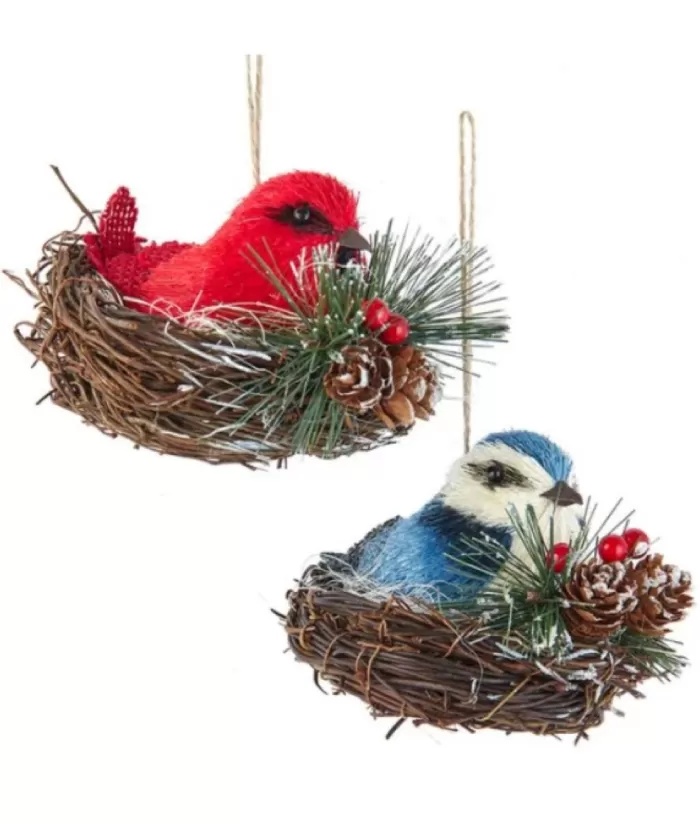 Boutique de Noël Enchanted Forest*Blue Jay In Nest Ornament