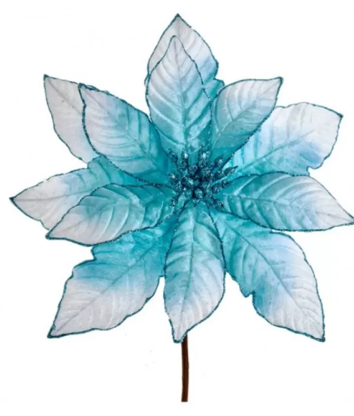 Sale Blue Poinsettia Pick Trim