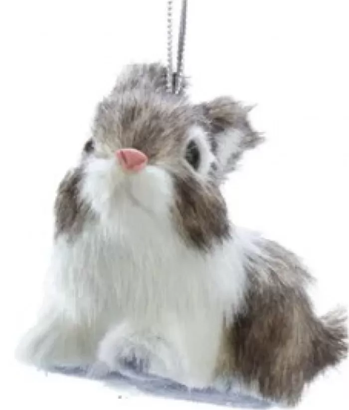 Boutique de Noël Enchanted Forest*Brown And White Furry Bunny Ornament