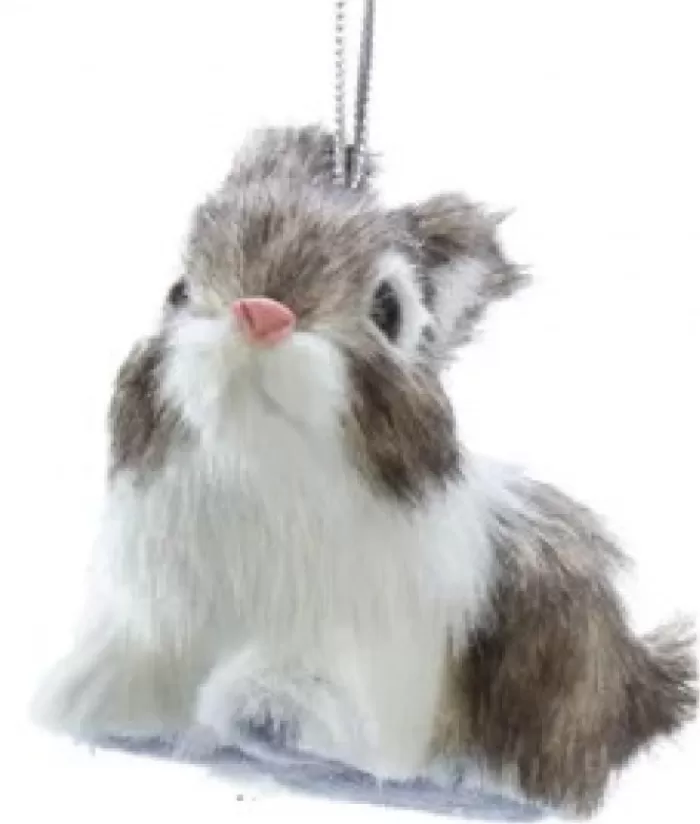 Best Brown And White Furry Bunny Ornament Animals