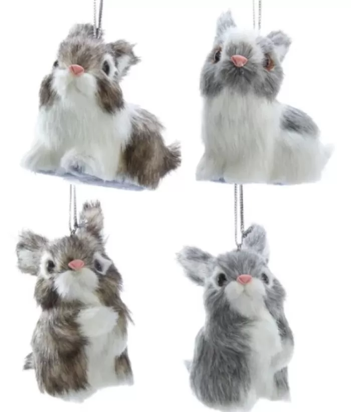 Boutique de Noël Enchanted Forest*Brown And White Furry Bunny Ornament