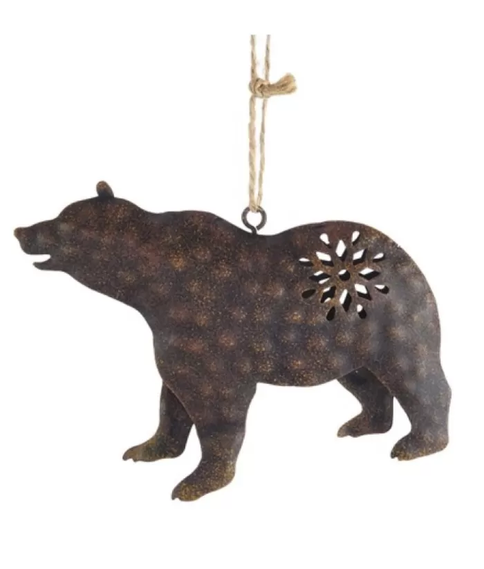 Boutique de Noël Enchanted Forest*Brown Metal Bear Ornament