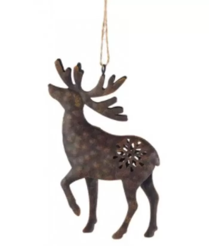 Boutique de Noël Enchanted Forest*Brown Metal Deer Ornament