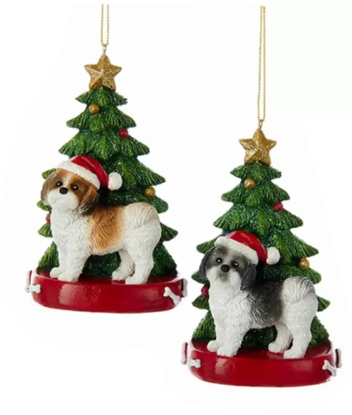 Shop Brown Shih-Tzu Ornament With Christmas Tree Dogs