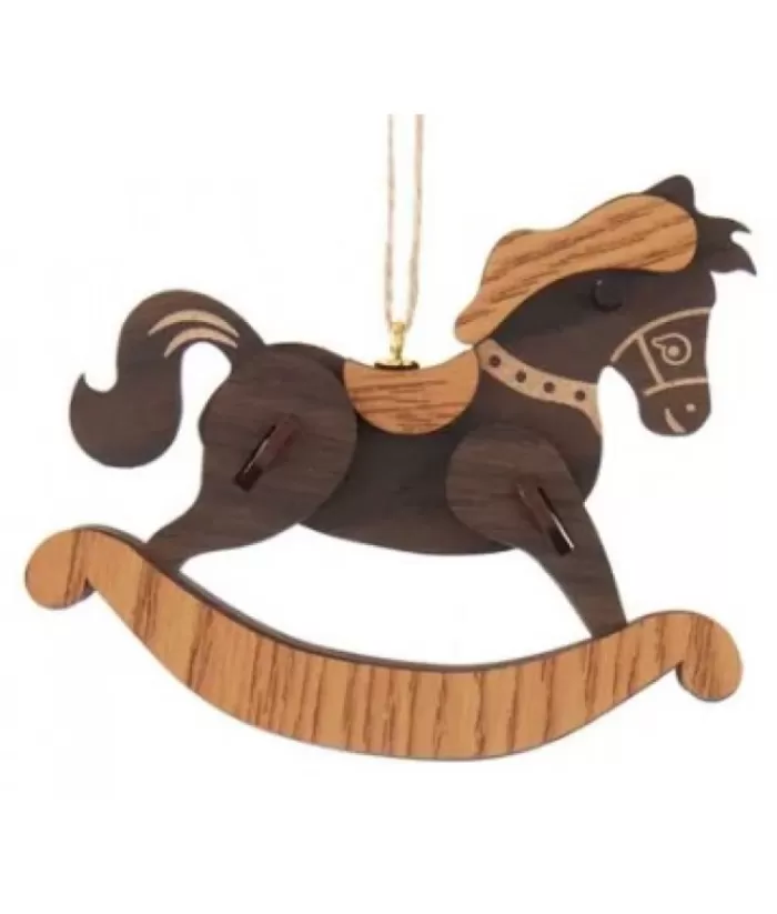 Boutique de Noël Rustic*Brown Wood Rocking Horse Ornament