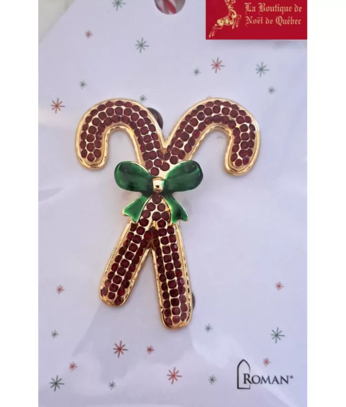 Boutique de Noël Ginger Bread & Candy Shoppe*Candy Cane Shaped Festive Brooch