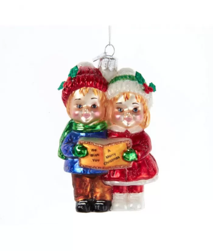 Online Caroling Kids Glass Ornament Family & Friends