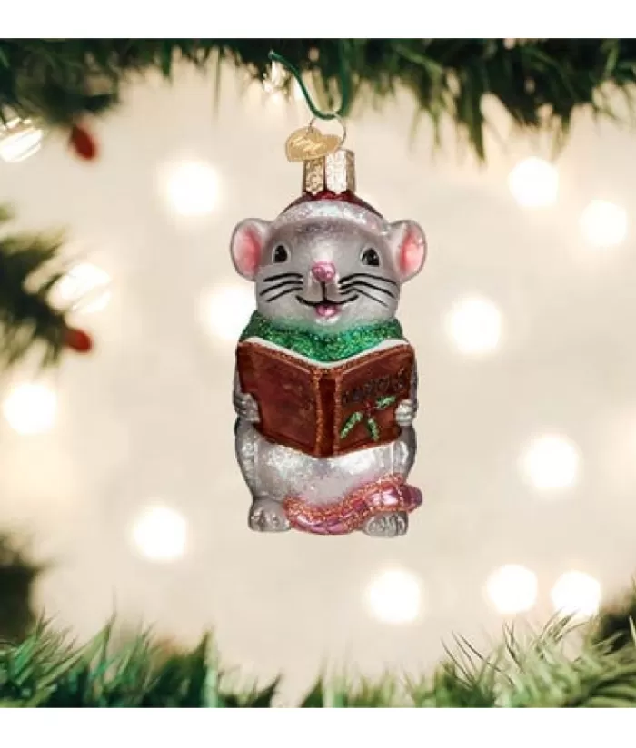 Flash Sale Caroling Mouse Glass Ornament Animals