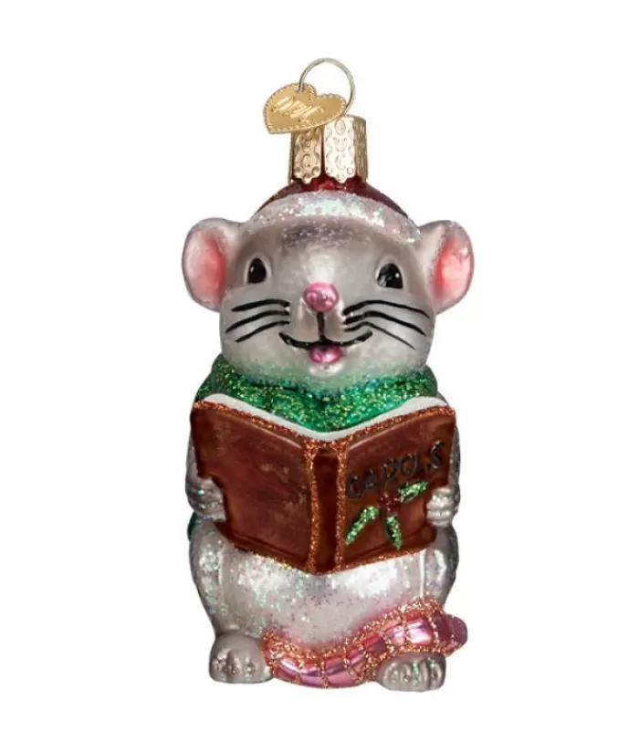 Flash Sale Caroling Mouse Glass Ornament Animals