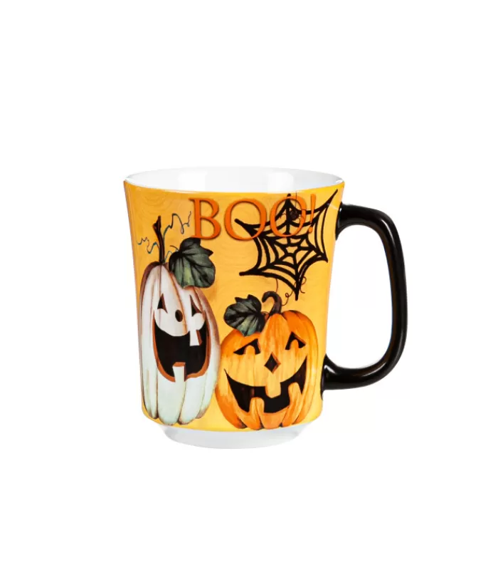 Clearance Ceramic Cup, "Boo!" Message & Pumpkin Design, 14 Oz Christmas Dishes