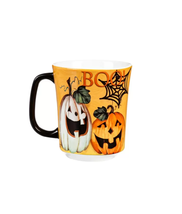 Clearance Ceramic Cup, "Boo!" Message & Pumpkin Design, 14 Oz Christmas Dishes