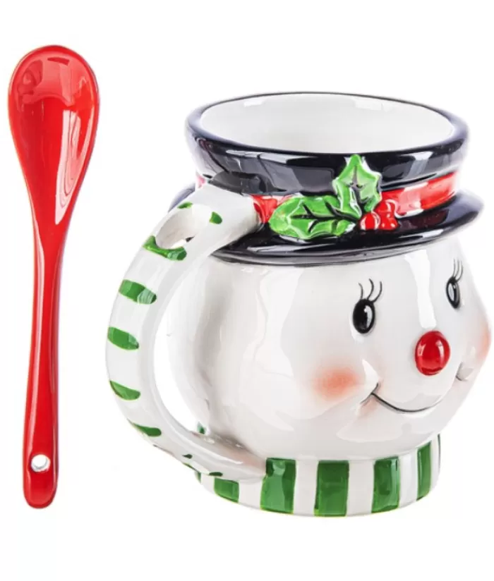 Fashion Ceramic Mug, Snowman Face With Spoon Christmas Dishes