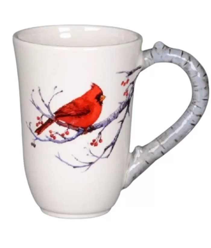 Best Sale Ceramic Mug, White, With Red Cardinal, 5" Tall Christmas Dishes