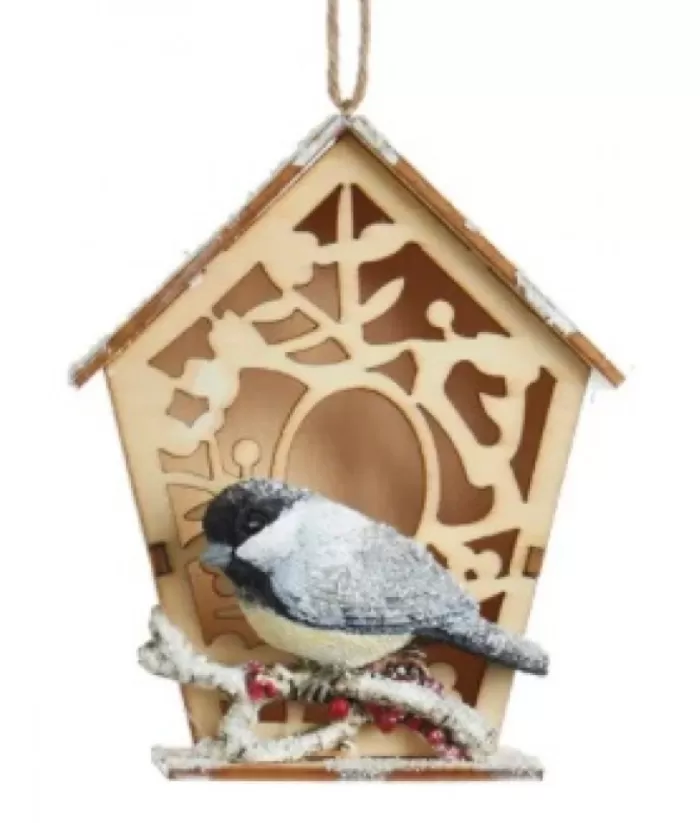 Boutique de Noël Birds & Owls*Chickadee With Birdhouse Ornament