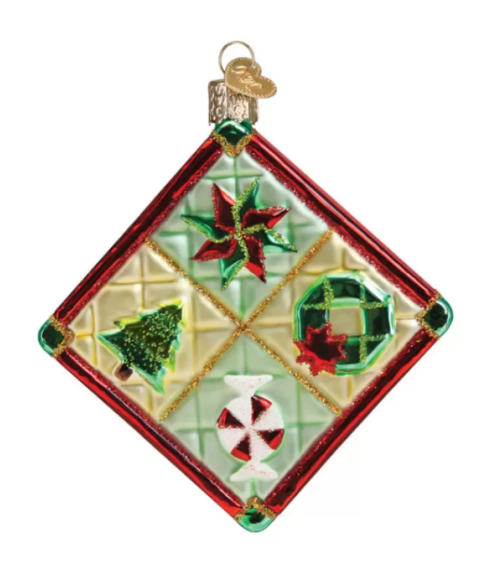 Online Christmas Quilt Glass Ornament Miscellaneous