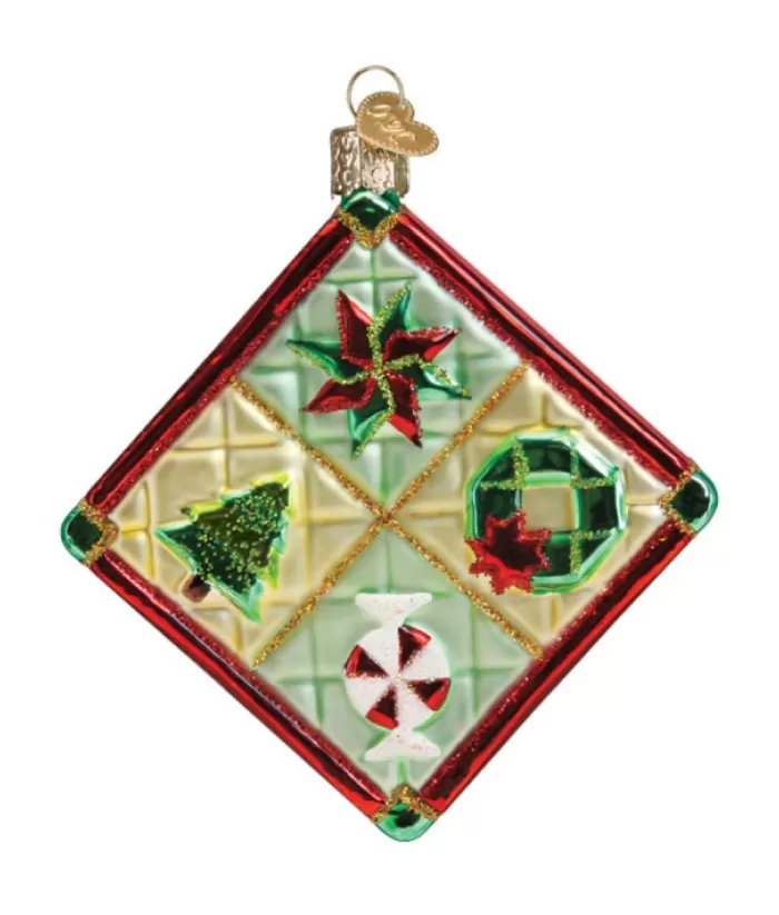 Boutique de Noël Christmas Classics*Christmas Quilt Glass Ornament