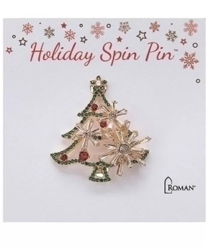 Best Sale Christmas Tree Brooch, With Spinning Ornaments Jewelry