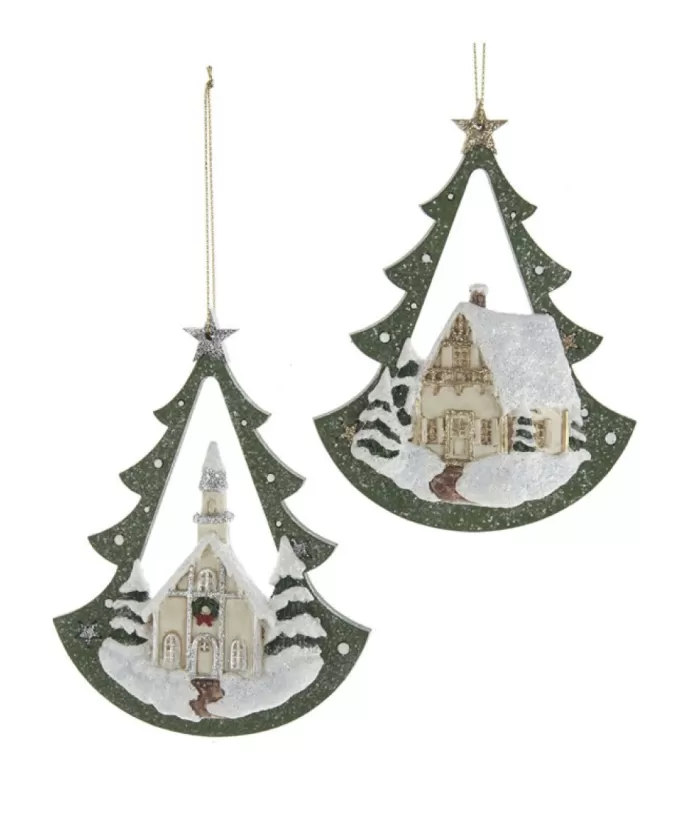 Boutique de Noël Winter Wonderland*Church In Tree Arch Ornament