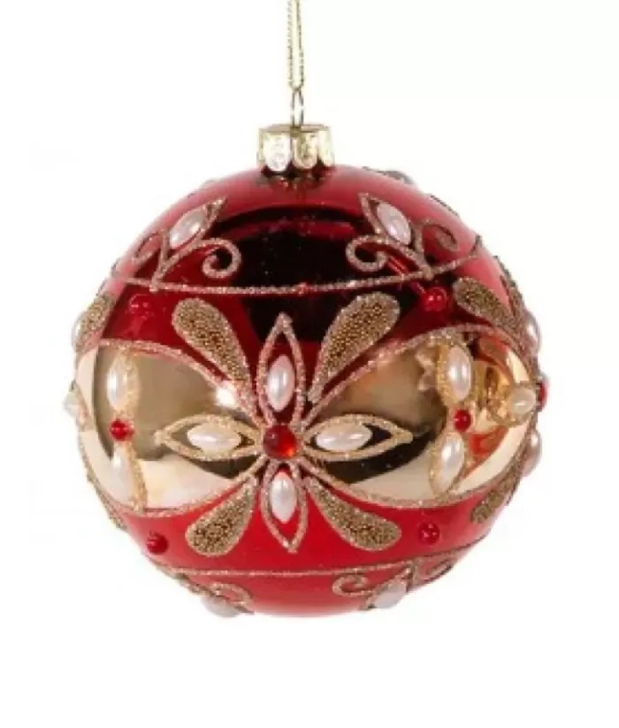 Boutique de Noël Christmas Classics*Classic Red/Gold Glass Ball Ornament