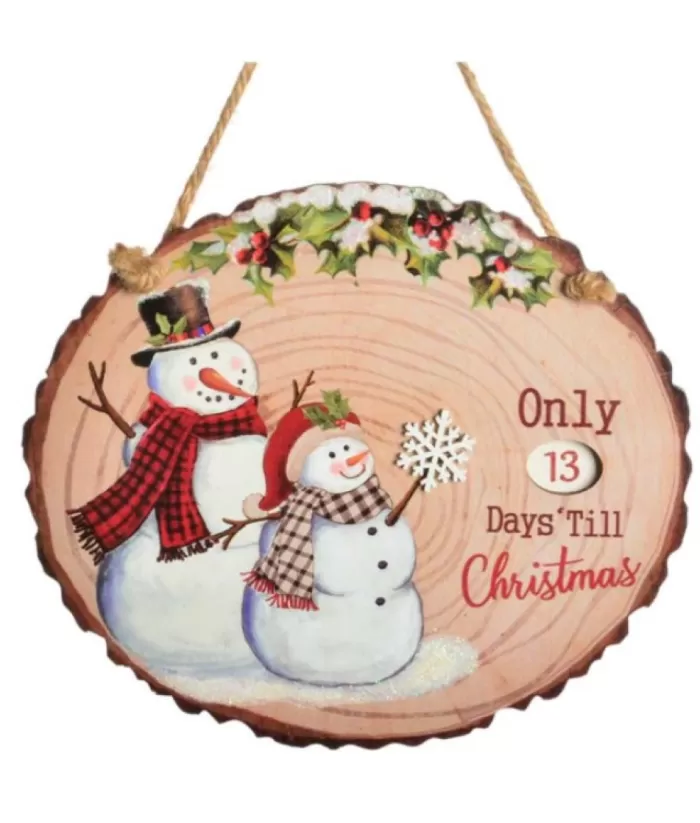 Boutique de Noël Canvas & Winter Scene*Countdown Plaque With Snowmen Ornament